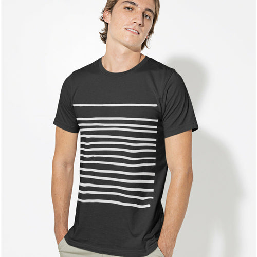 Load image into Gallery viewer, Mens T-Shirt with Lines in Black
